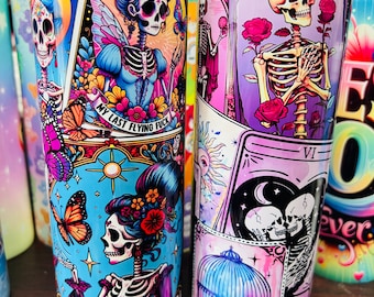 Skull and Tarot Cards Tumblers! 20 oz tumbler includes lid and straw!