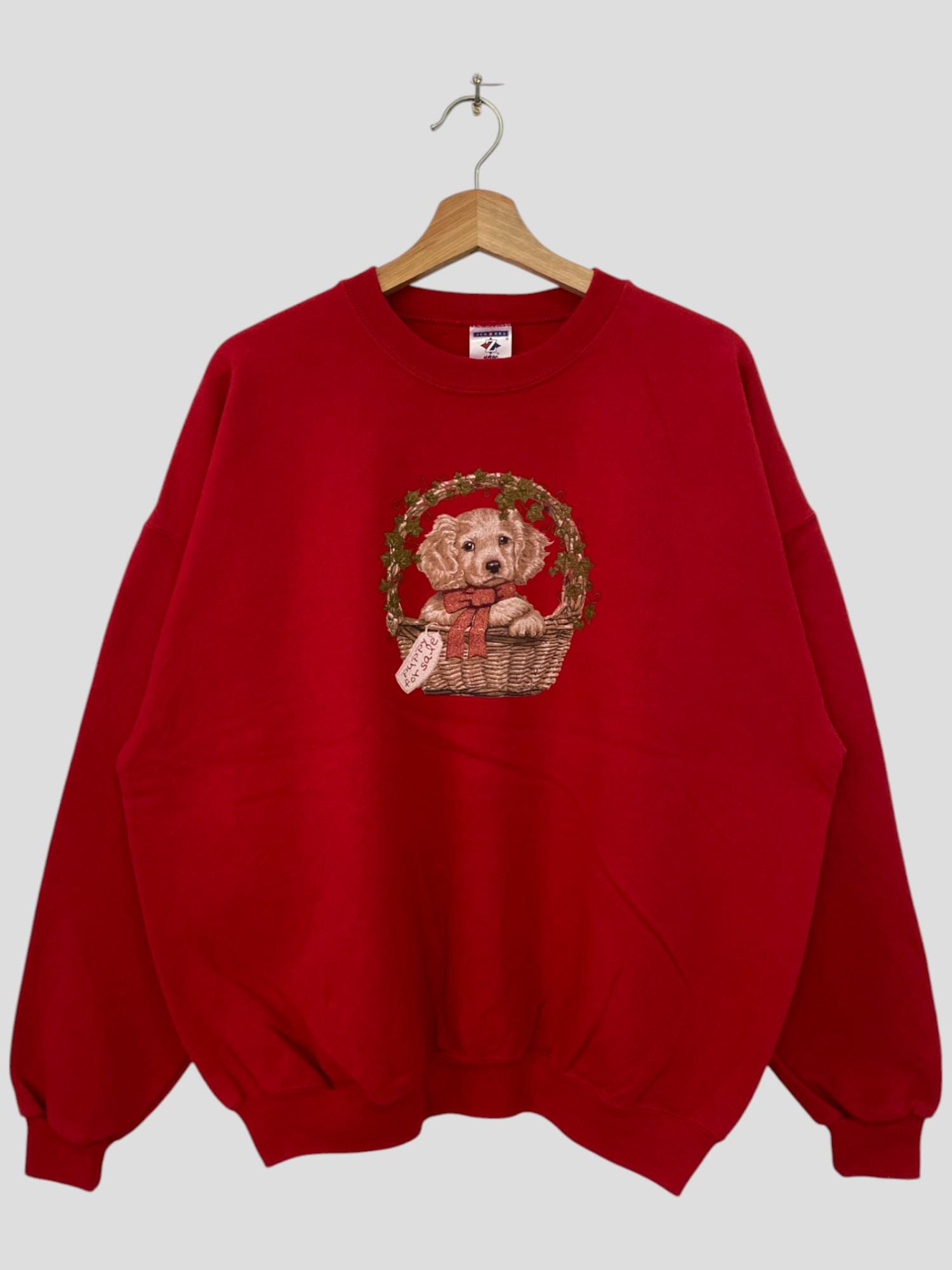 Vintage Y2K Red Puppy Sweatshirt - Crewneck Pullover XL - Etsy Israel