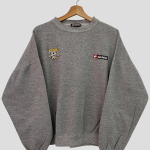 Vintage Lotto Sweatshirt Grey XXL Crewneck Lotto Italian Sport Design Sweatshirt Sweater Embroidery Small Logo Lotto Vintage style XXL Size
