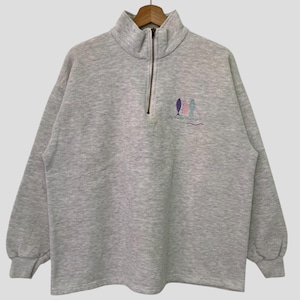 Vintage Lee Half-Zip Sweatshirt: Gig Harbor Embroidery, Grey Pullover (L)