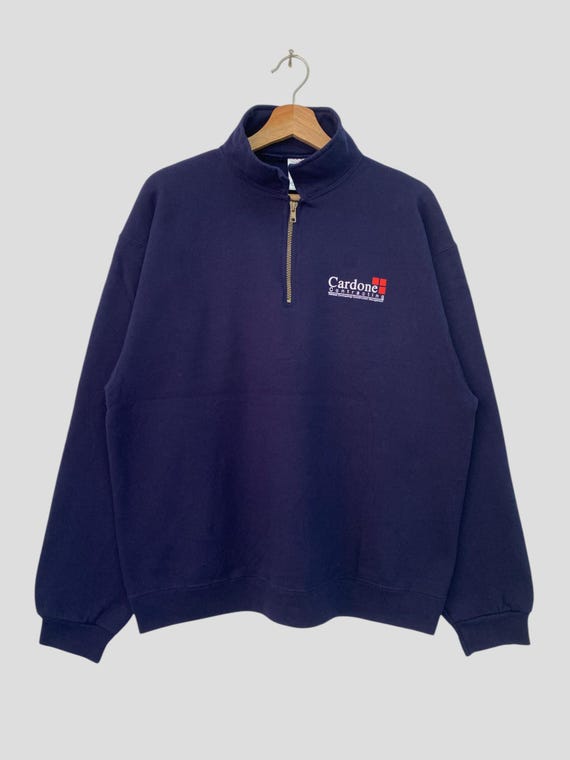 Vintage Y2K Half Zip Sweatshirt - Cardone Contracting Blueblack - Large