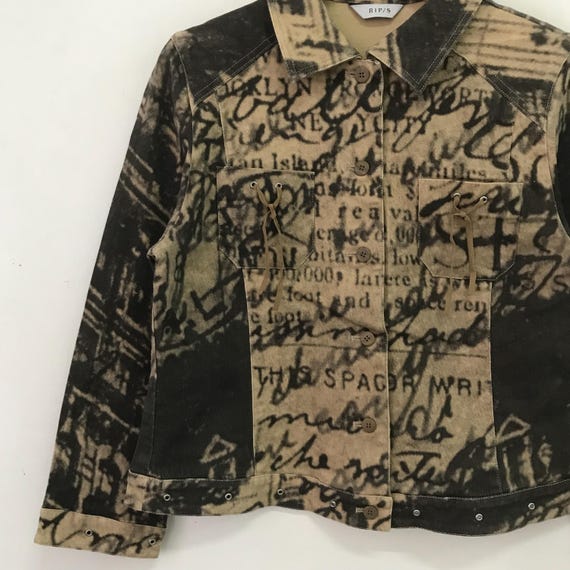 Vintage Abstract Pattern Cropped Jacket - S Size - image 5