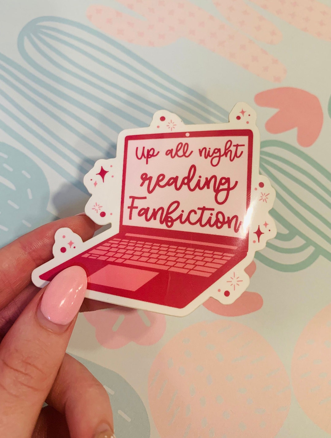 Up All Night Reading Fanfiction Glossy Vinyl Sticker/ Fanfiction Reader