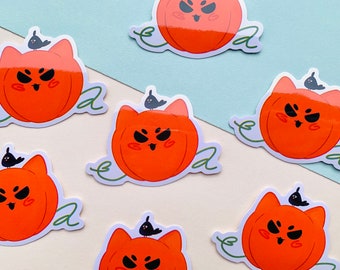 Cute Pumpkin Sticker | Halloween Sticker | Weatherproof Sticker | Laptop Sticker | Journal Sticker