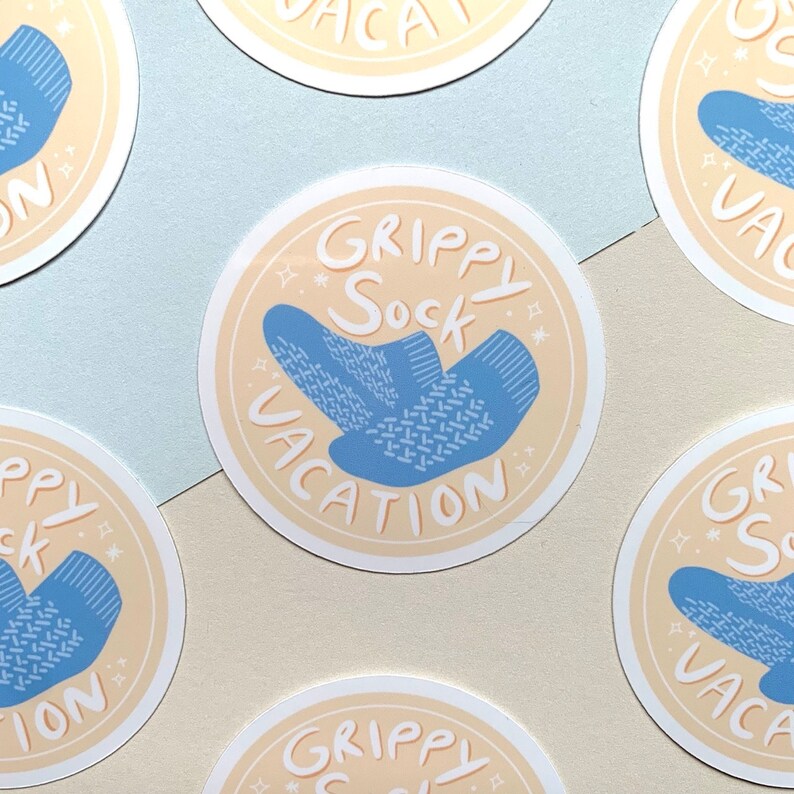 Grippy Sock Vacation Mental Health Sticker Funny Sticker Etsy