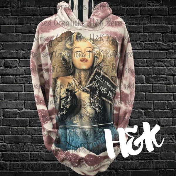 Tattooed Pin Up Hollywood Mugshot Bleached Hoodie
