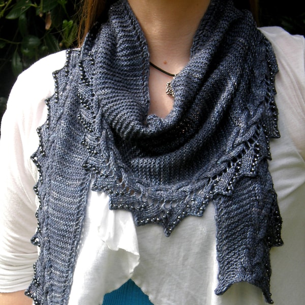 Storm Warning - Lace, Cabled and Beaded Shawl Knitting Pattern