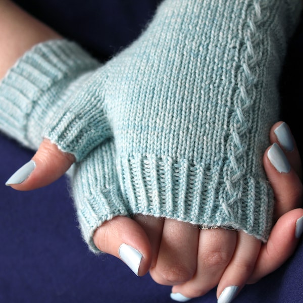 Uisge - Cabled Fingerless Mitts Knitting Pattern