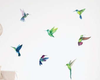 Colorful Hummingbird Fabric Wall Decals: Peel & Stick Nursery Decor