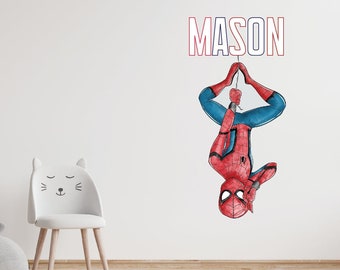 Personalised Spider man Wall Stickers, Spider boy Wall Decals, Superhero Stickers