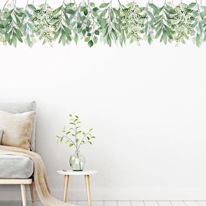Fabric Vine Wall Stickers, Greenery Wall Stickers, Eucalyptus Nursery Wall Decals, Eucalyptus Hanging Wall Stickers