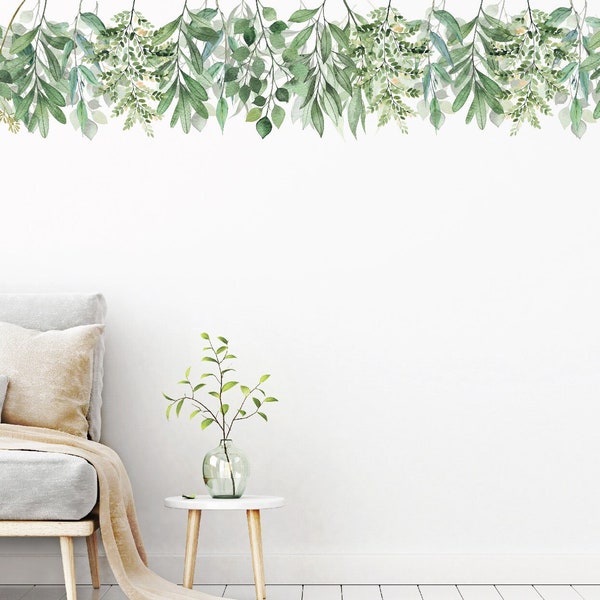 Fabric Vine Wall Stickers, Greenery Wall Stickers, Eucalyptus Nursery Wall Decals, Eucalyptus Hanging Wall Stickers