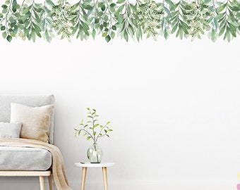 Fabric Vine Wall Stickers, Greenery Wall Stickers, Eucalyptus Nursery Wall Decals, Eucalyptus Hanging Wall Stickers