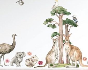 Naklejki ścienne z motywem australijskich zwierząt: Koala, Kangur, Emu