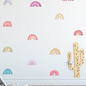 Watercolor Rainbow Wall Stickers: Removable Fabric Decals