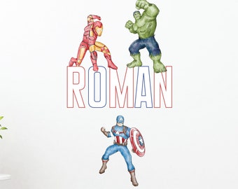Personalized Superhero Wall Decals: Iron Man, Hulk, Captain America