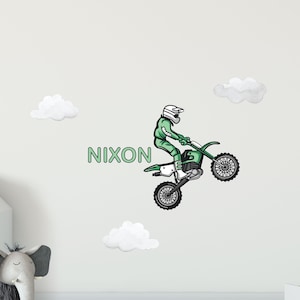Motorbike Name Wall Stickers, Kids Bedroom Motorbike Decals, Removable Bike Wall Stickers, Dirt Bike Wall Sticker, Dirt Bike Decals