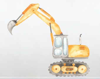 Excavator Wall Decal: Construction Truck Sticker, Boys Room Decor