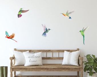 Bird Wall Stickers, Watercolour Bird Decals, Flying Bird Wall Stickers