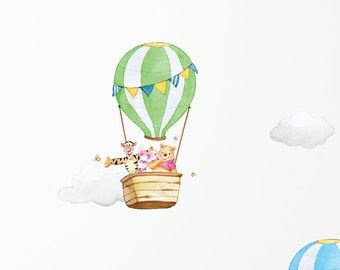 Winnie and Friends in Hot Air Balloon, Hot Air Balloon Wall Stickers, Winnie The Pooh