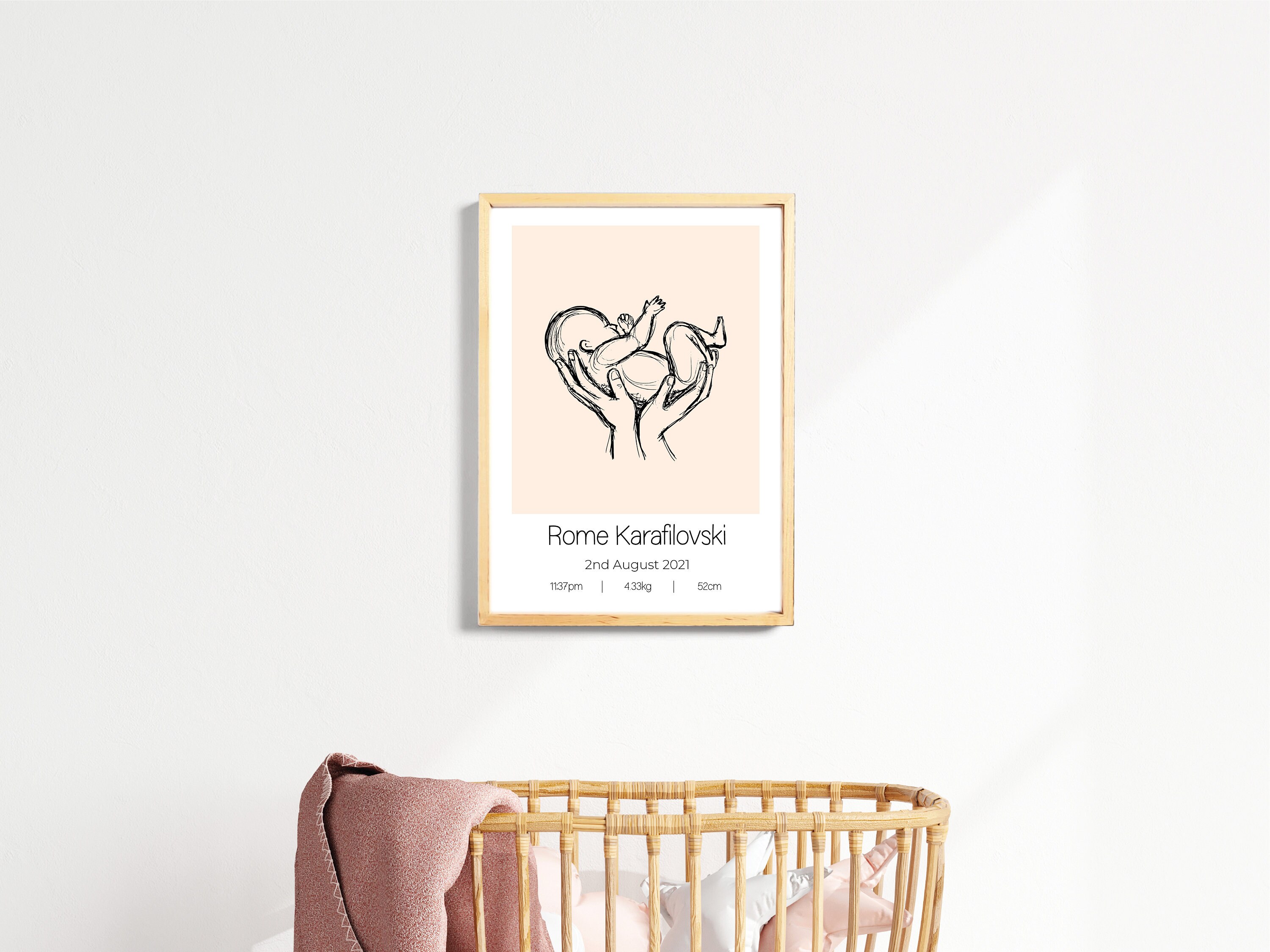 A1 Personalised Nursery New Born Baby Birth Print Canvas Details Gift Picture 
