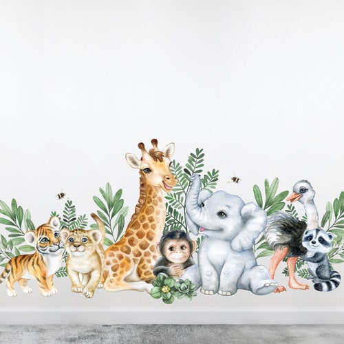 Baby Safari Animal Fabric Wall Stickers Jungle Animal Decals Etsy