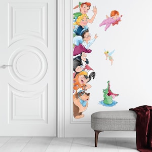 Peter Pan Fabric Wall Stickers, Peter Pan and Tinkerbell Peek a Boo Door Decal