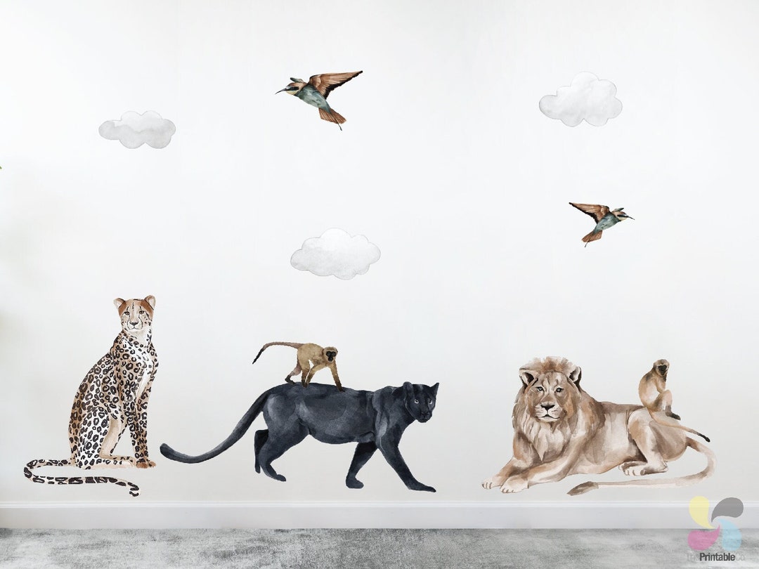 Watercolor Jungle Wall Decals: Safari Animal Stickers - Etsy