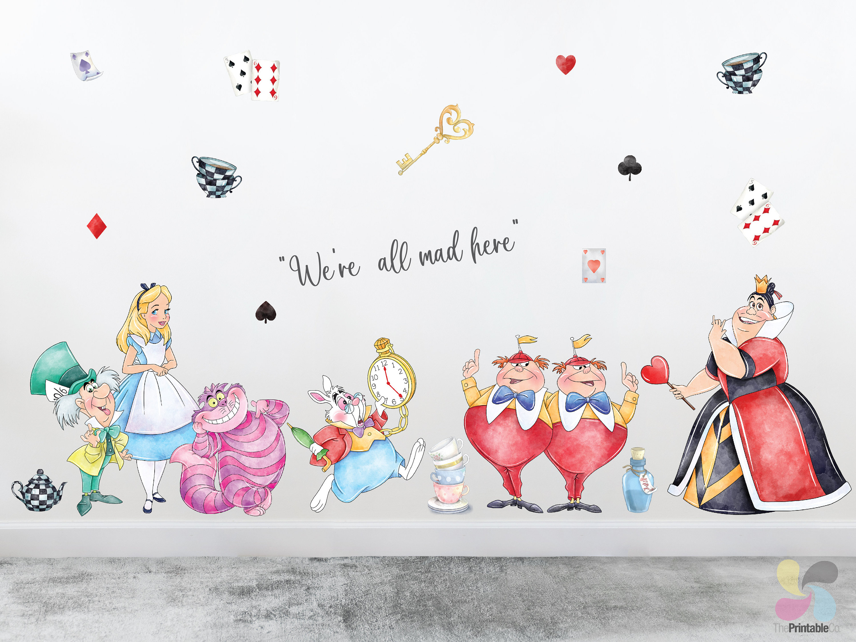 Alice in Wonderland Colourful Removable Wall Stickers, Alice