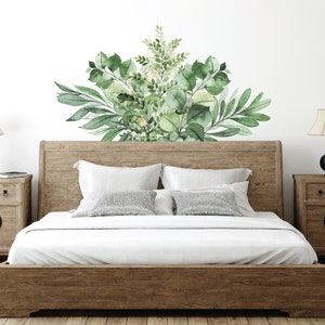 Fabric Leaf Wall Stickers, Bedroom Greenery Decal, Green Foliage Wall Stickers, Removable Decals