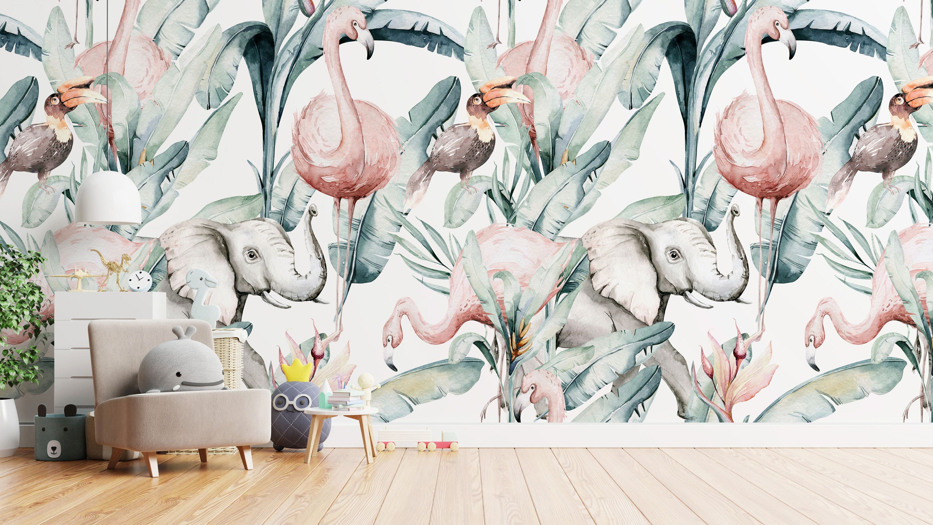 Self adhesive kids wallpaper wall mural safari animals wall Etsy
