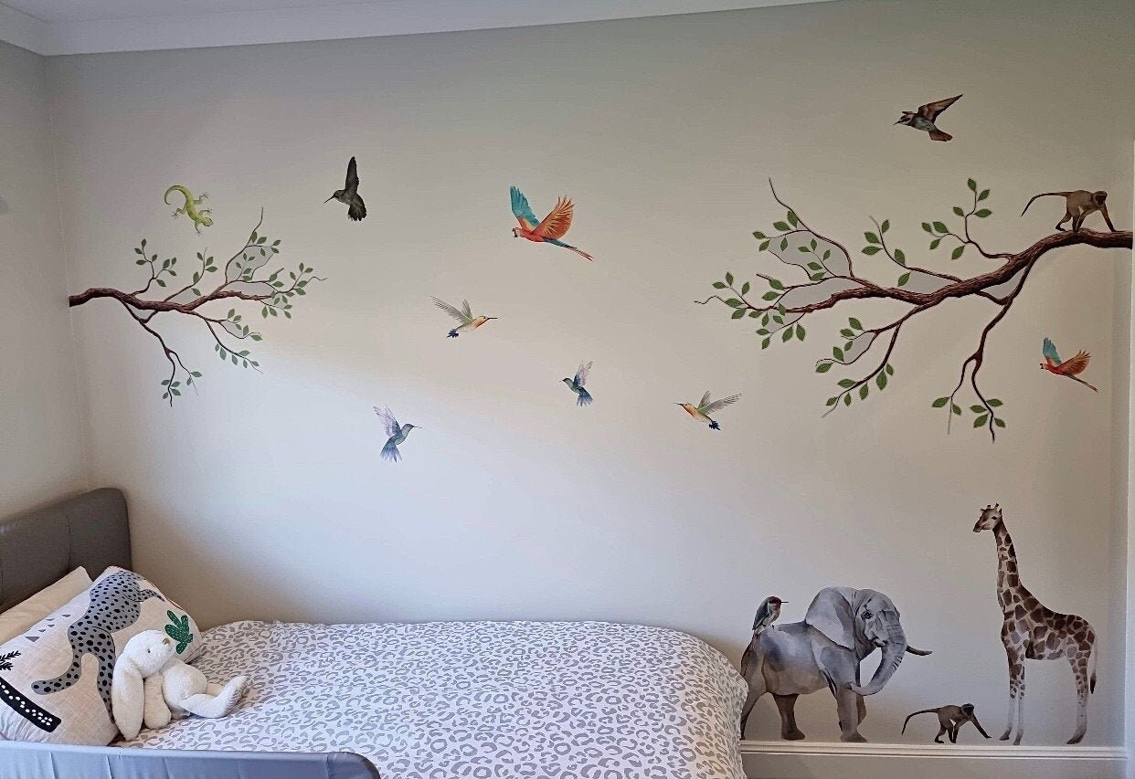 Safari zoo animal wall sticker prints kids wall decals | Etsy