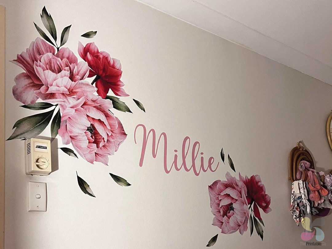 Nursery Peony Wall Decal/sticker, Floral Wall Decal, Flowerwall Decals ...