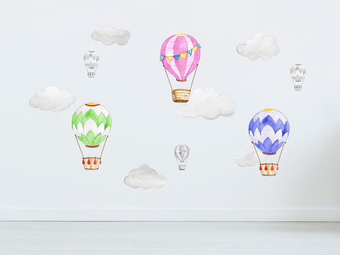 Hot Air Balloon Decals Multiple Colour Balloon Wall Sticker Etsy