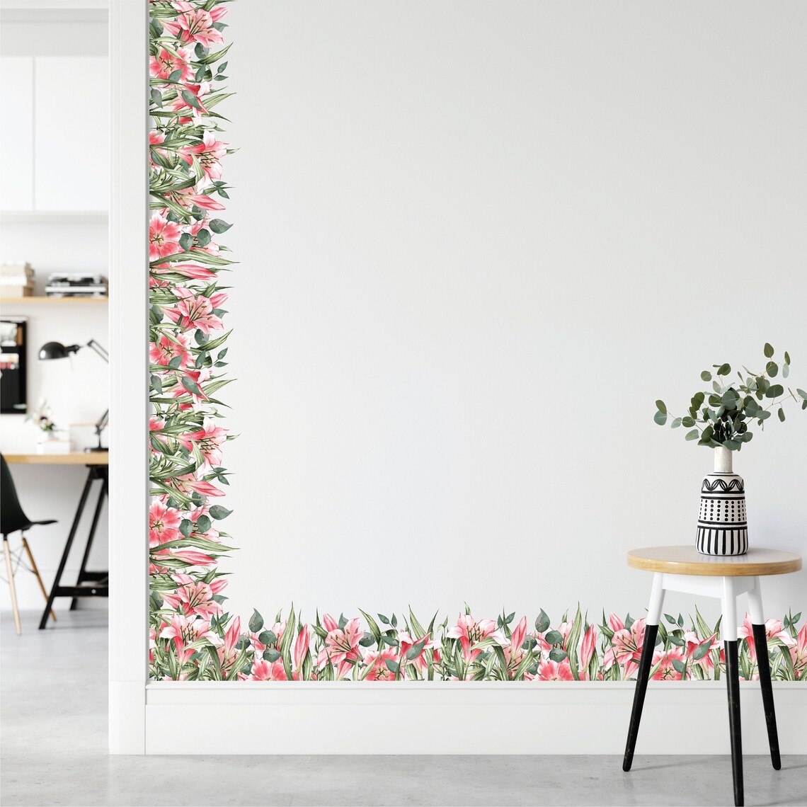Floral border wall decal stickers hanging floral stickers Etsy