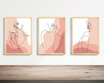 Neutral Abstract Woman Line Art Prints - Set of 3