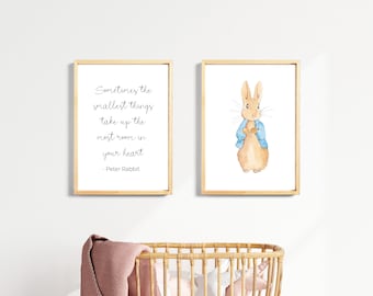 Láminas de Peter Rabbit para habitación infantil, decoración infantil (juego de 2)