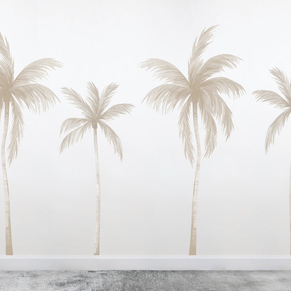 Beige Palm Tree Wall Stickers, Sand Palm Tree Decals