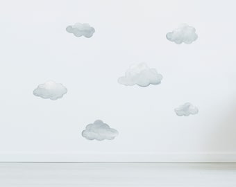 Cloud Watercolour Removable Fabric Wall Stickers, Cloud Wall Sticker, Nursery Cloud Decals