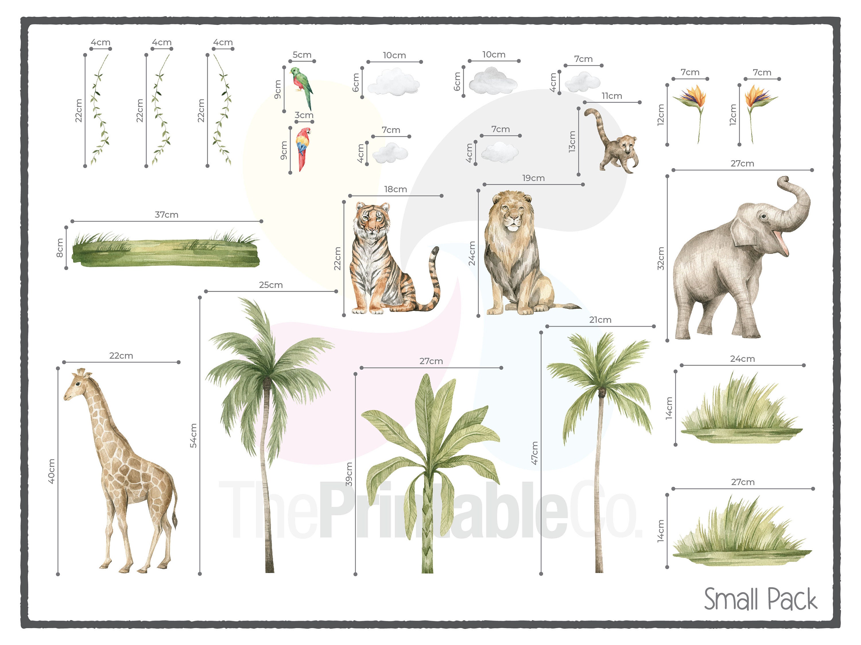 Large Safari Animal Nursery Wall Stickers Safari Wall Decals Etsy