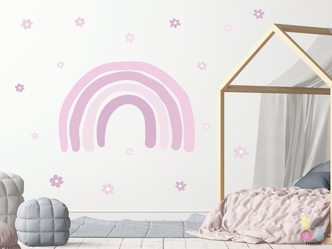 Pink Rainbow Wall Decals: Boho Girls Room Decor - Etsy