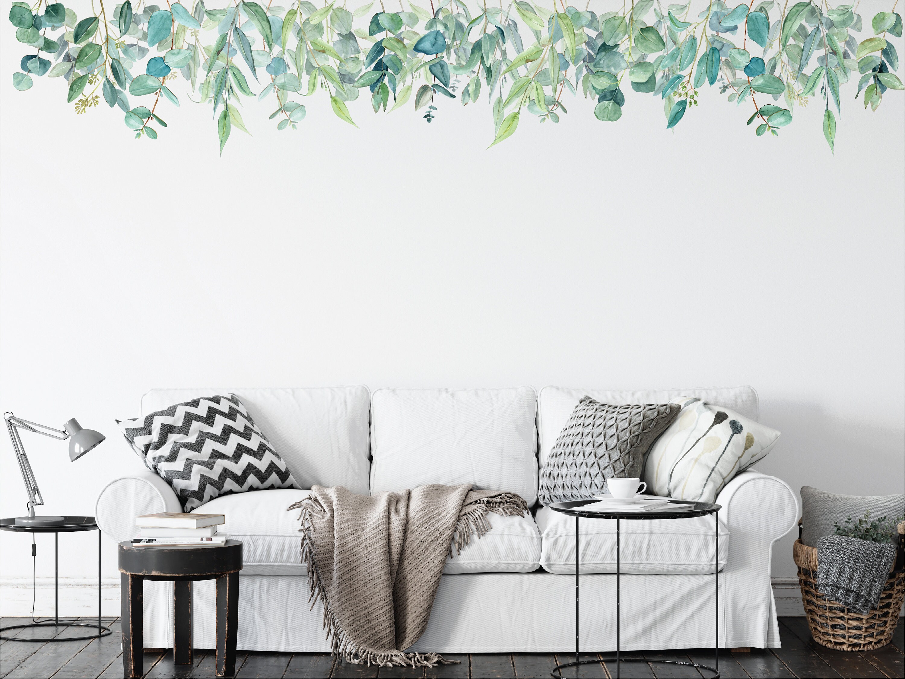 Hanging vine wall stickers watercolour eucalyptus leaves Etsy