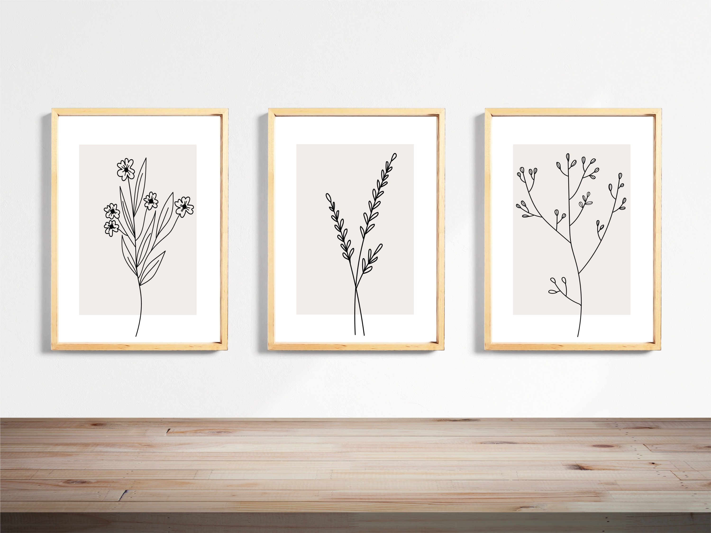 Botanical Line Art Drawing Printed Home Decor Contemporary 4