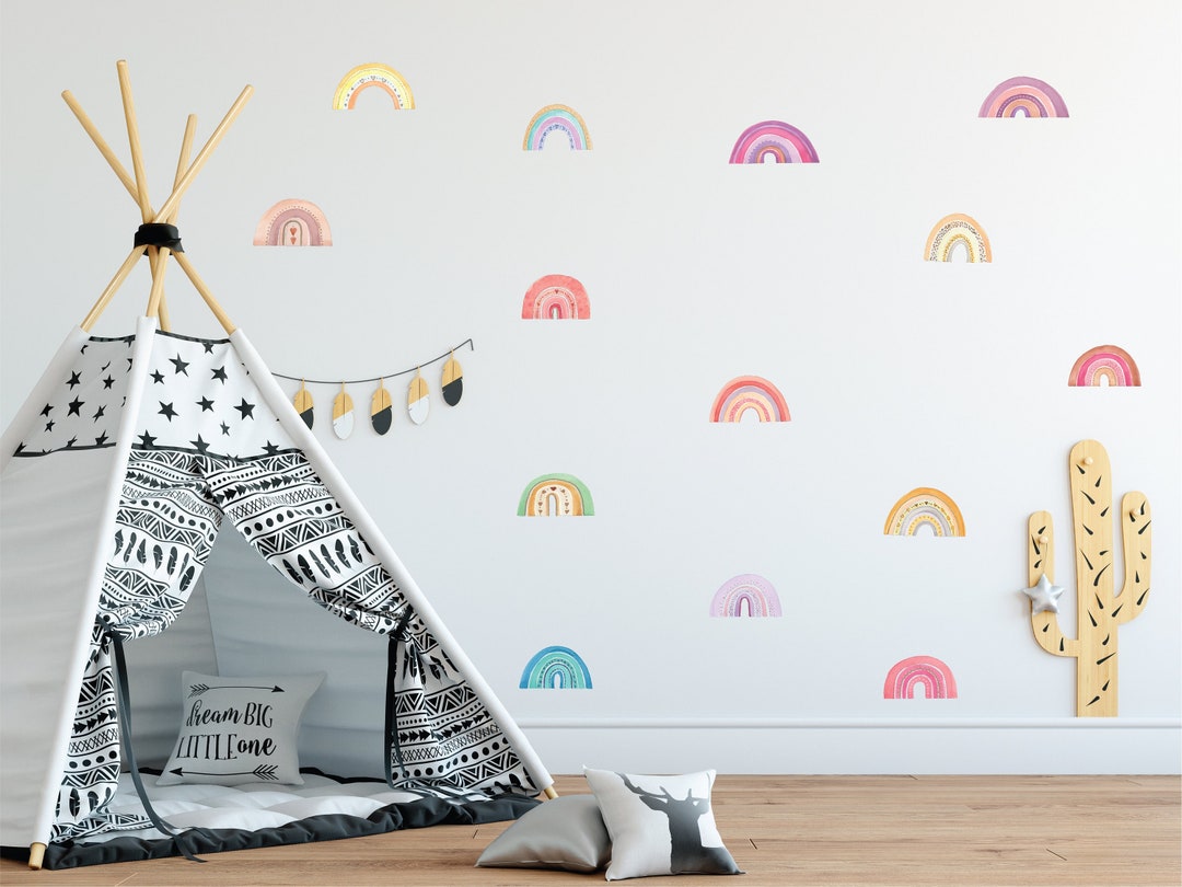 Watercolor Rainbow Wall Stickers: Removable Fabric Decals - Etsy