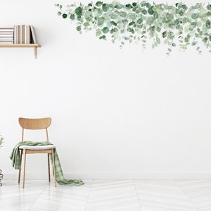 Hanging Greenery Wall Decal, Removable Foliage Sticker, Hanging Eucalyptus Leaves Decor, Fabric Wall Stickers
