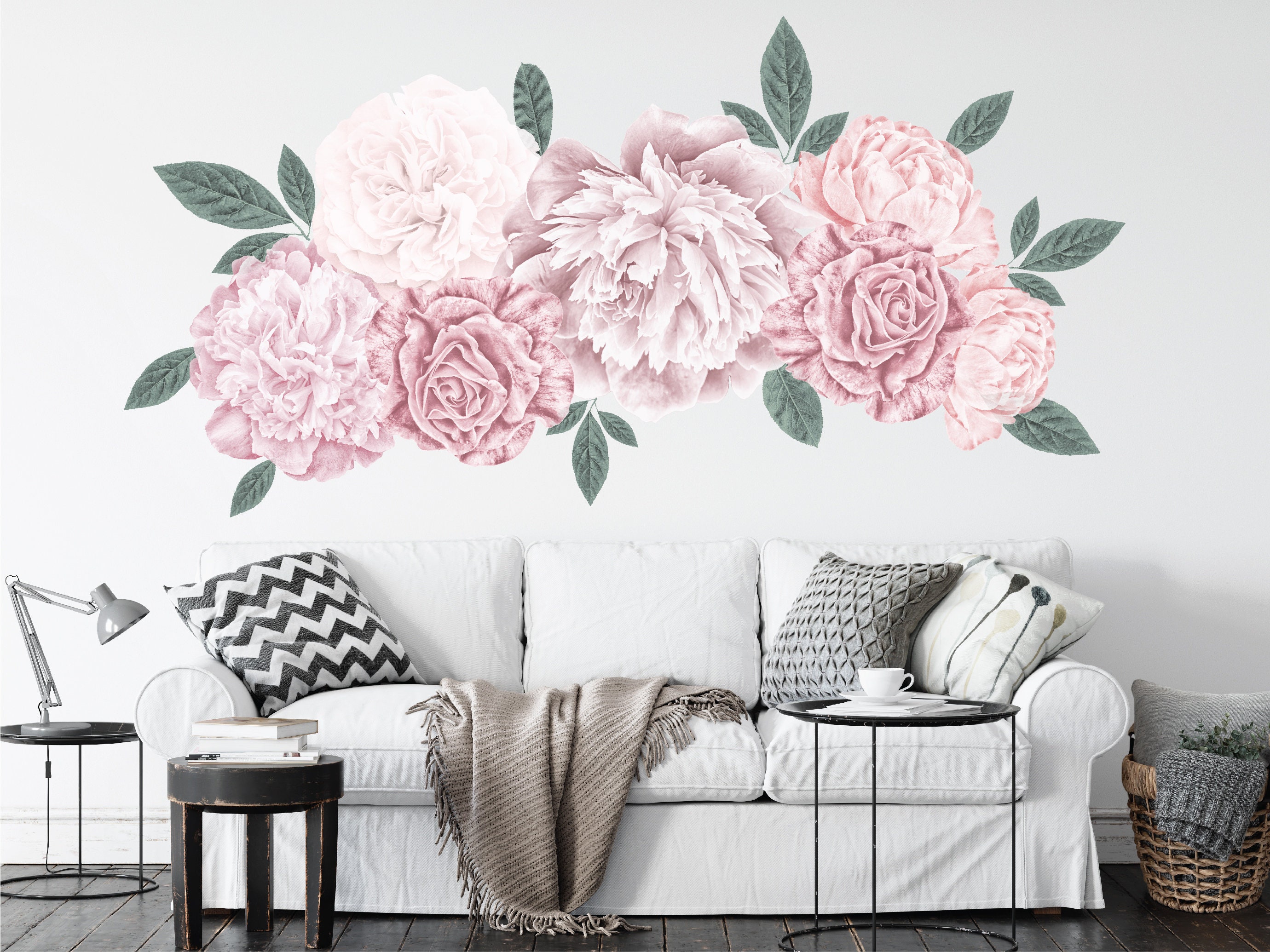 Pfingstrose Blush Wandtattoi Pfingstrose Wanddeko florale | Etsy