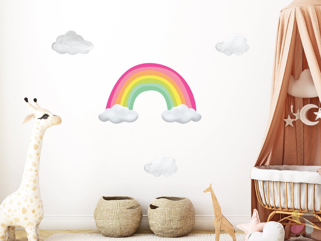 Fabric Rainbow Wall Decal: Boho Nursery Decor, Cloud Stickers - Etsy