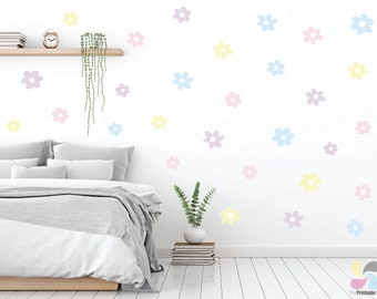 Flower Wall Stickers, Flower Decals, Floral Wall Decals, Peel and Stick Fabric Flower Stickers, Girls Flower Room Decals