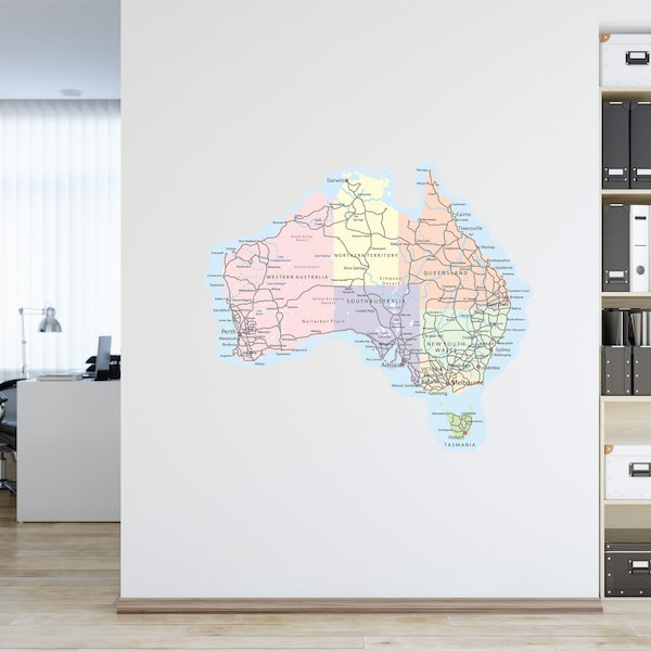 Map of Australia Fabric Sticker, Australian Map Removable Decal, Aussie Made Map, Travelling Australia Map