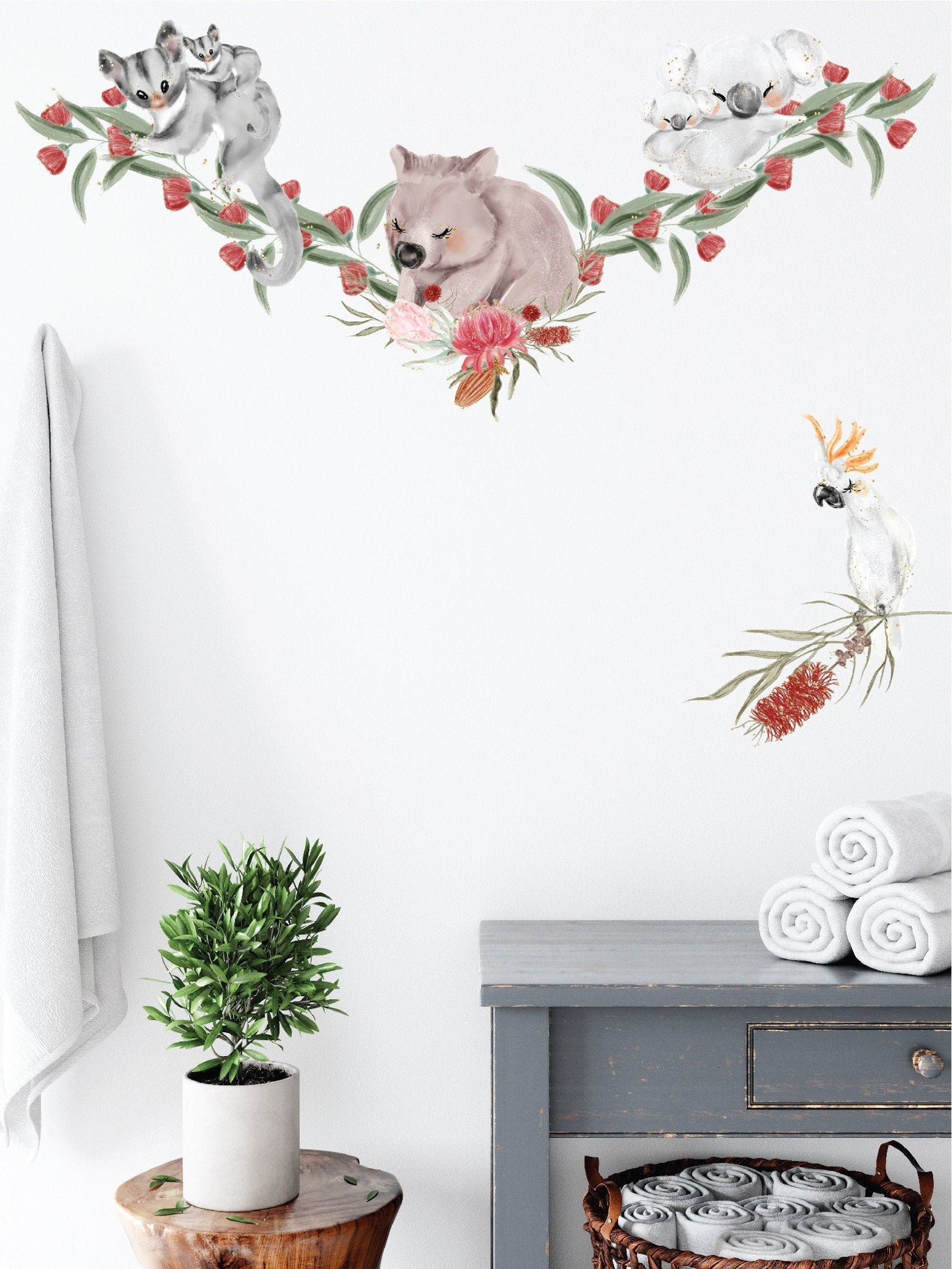 Watercolour Australian Animal Wall Stickers Fabric Wall Etsy